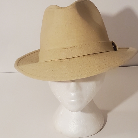 Midway Industries Linen Fedora Hat-Made In Macau-Medium/58 Beige - Picture 2 of 7
